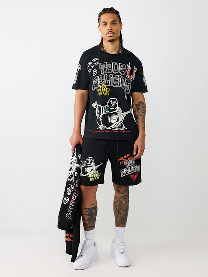 pantaloneta sketched logo fleece short