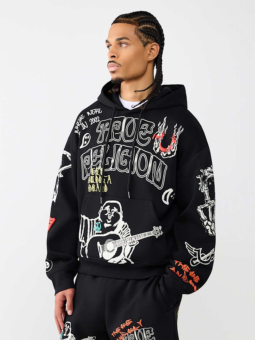 sketched logo boxy hoodie