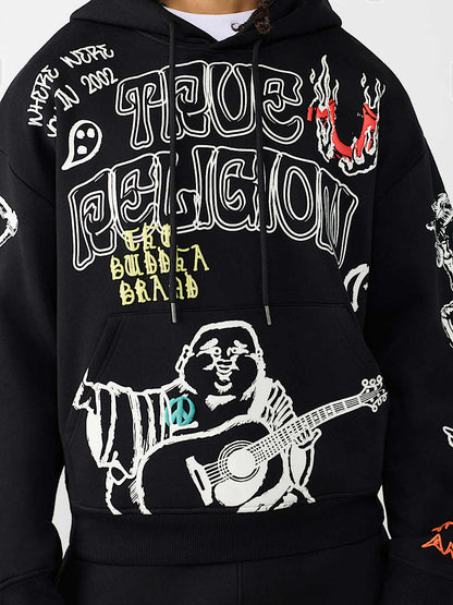 sketched logo boxy hoodie