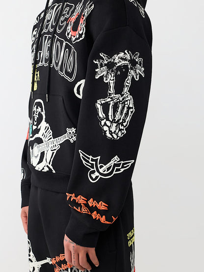 sketched logo boxy hoodie