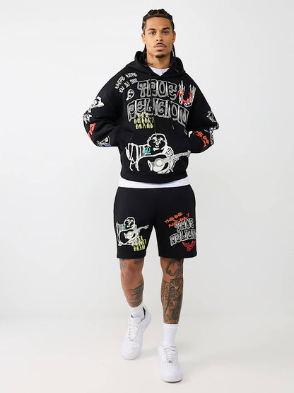 sketched logo boxy hoodie