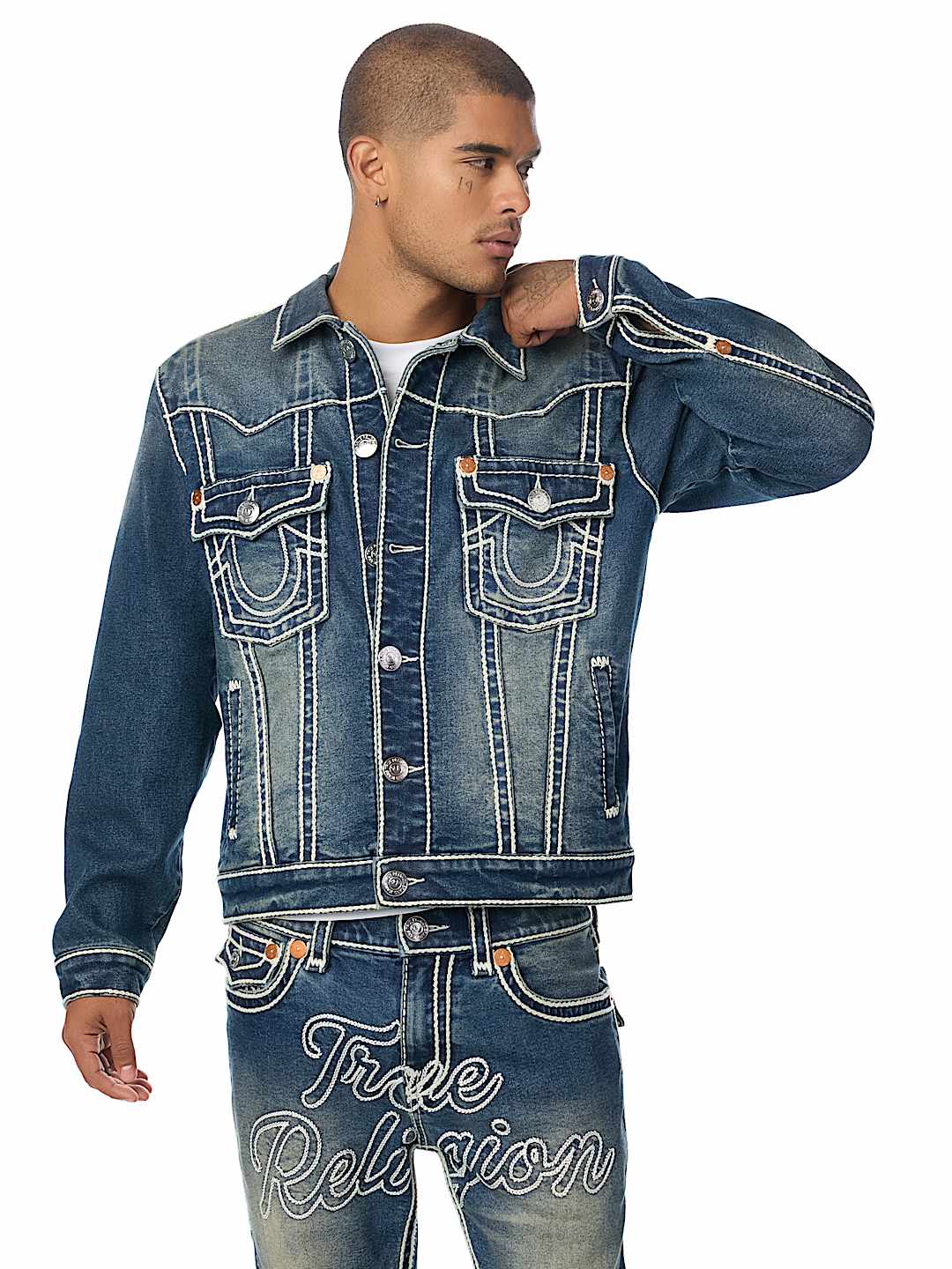 chaqueta jimmy rope stitch oversized denim jacket