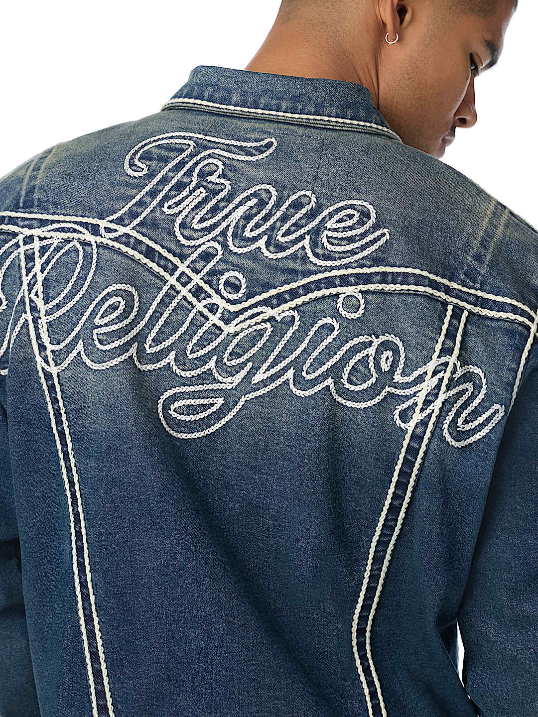 chaqueta jimmy rope stitch oversized denim jacket