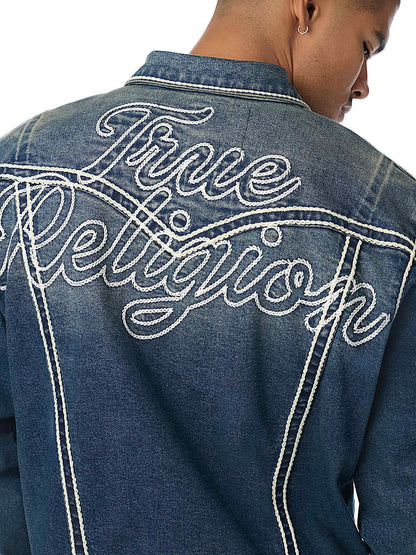 chaqueta jimmy rope stitch oversized denim jacket