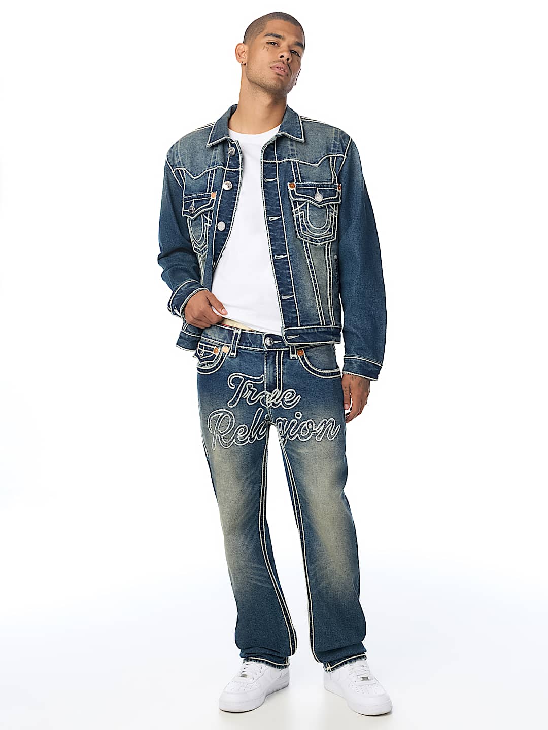 pantalon ricky rope stitch flap straight jean 34"