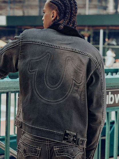 chaqueta super t oversized denim sherpa trucker jacket