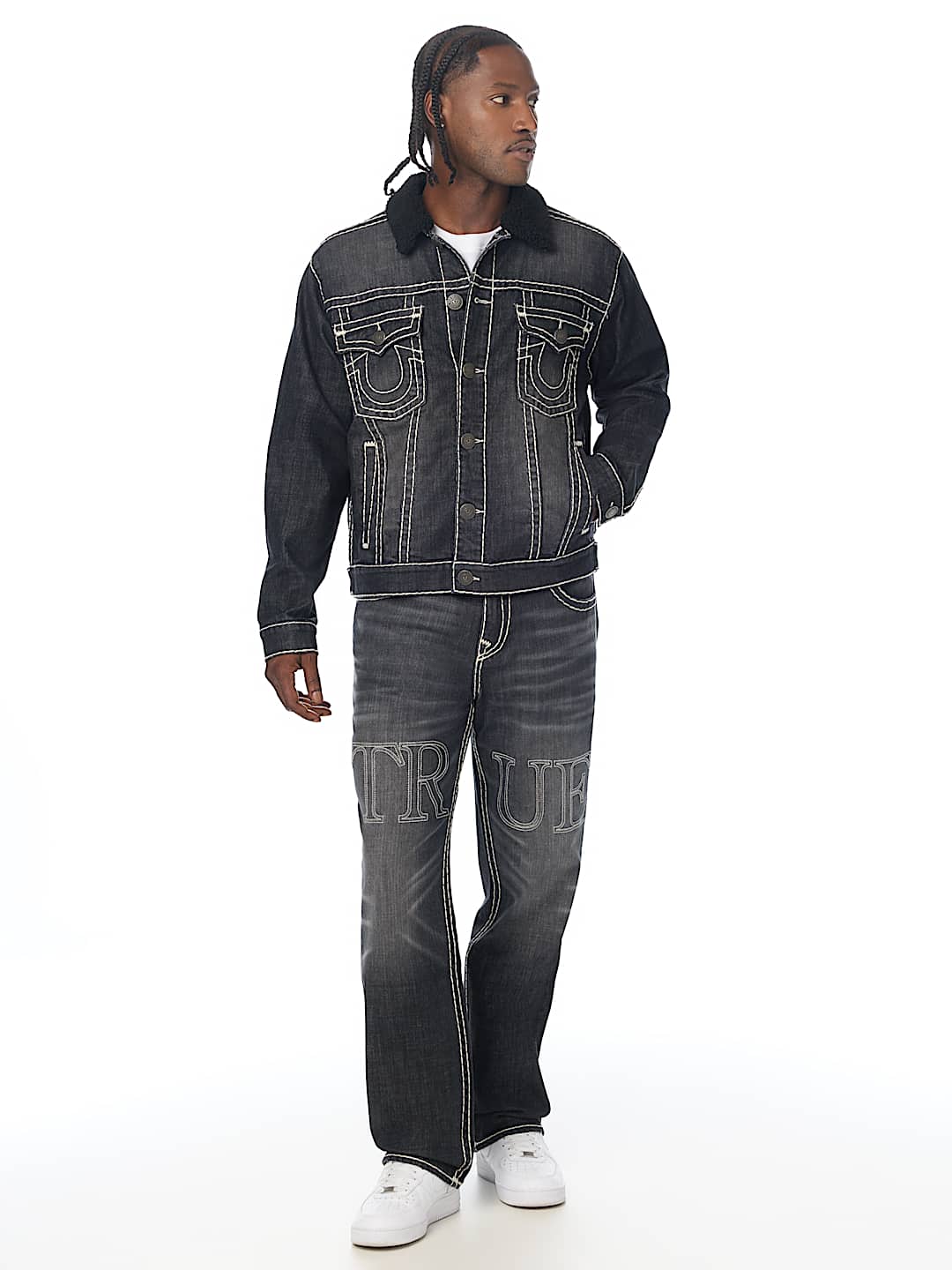 chaqueta super t oversized denim sherpa trucker jacket