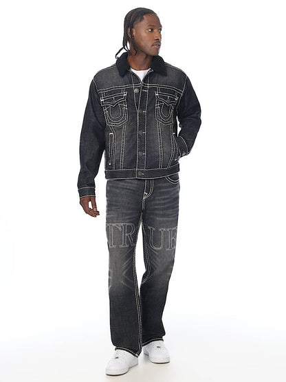 chaqueta super t oversized denim sherpa trucker jacket