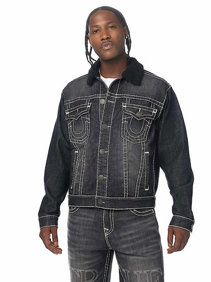 chaqueta super t oversized denim sherpa trucker jacket
