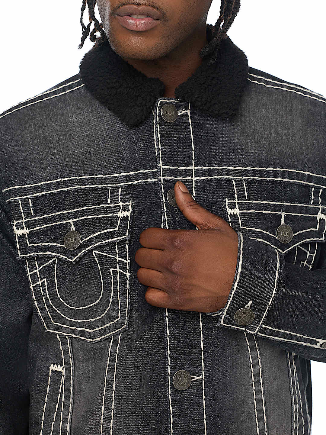 chaqueta super t oversized denim sherpa trucker jacket