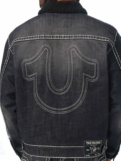 chaqueta super t oversized denim sherpa trucker jacket