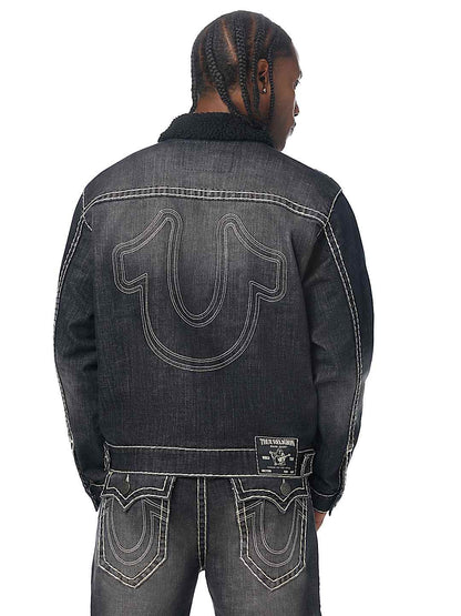 chaqueta super t oversized denim sherpa trucker jacket