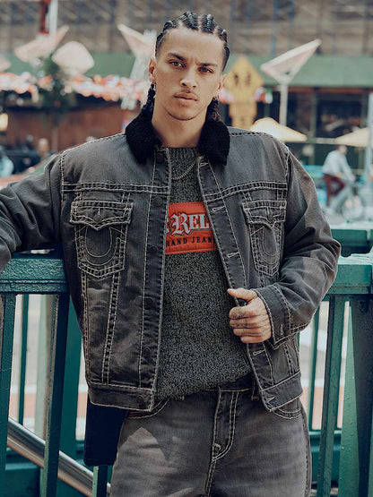 chaqueta super t oversized denim sherpa trucker jacket