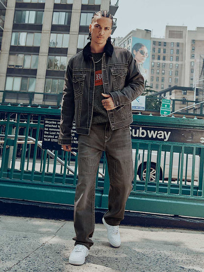 pantalon bobby embossed super t flap baggy jean