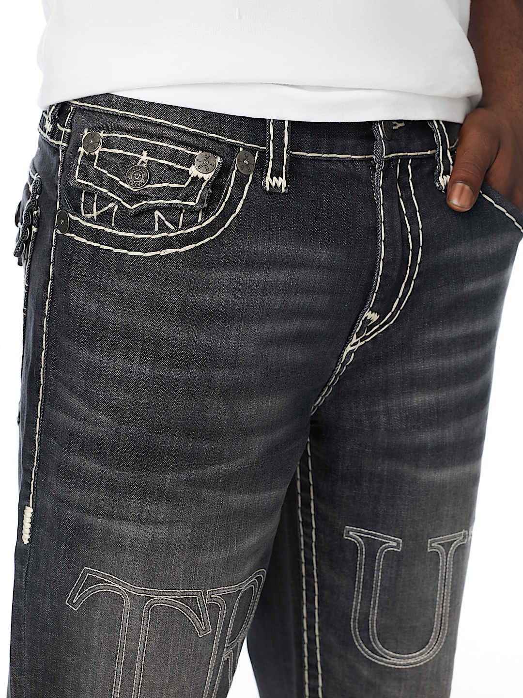 pantalon bobby embossed super t flap baggy jean