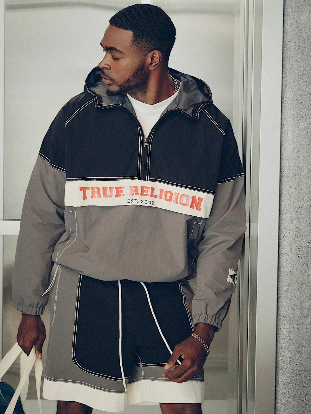 chaqueta colorblock big t nylon anorak jacket